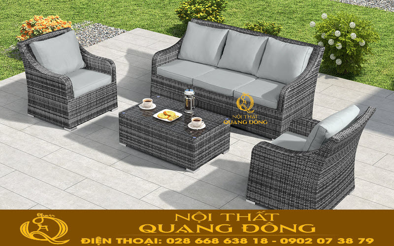 Bộ sofa giả mây hiện đại cho sân vườn QD-625