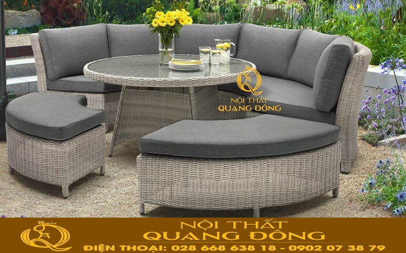 Bộ sofa giả mây sân vườn QD-627 chuẩn chất lượng hàng chính hãng Nội thất Quang Đông Sofa - salon từ nhựa giả mây cao cấp