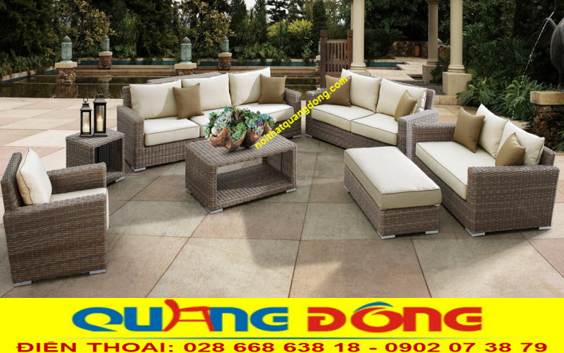 sofa giả mây cao cấp mẫu QD-659 sofa ngoài trời QD-659 bố trí ngẫu nhiên