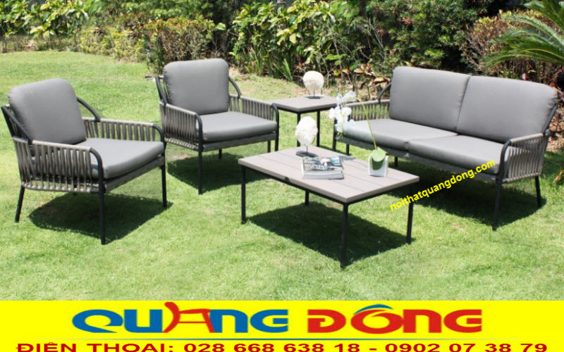 sofa cao cấp sân vườn bằng nhựa giả mây mẫu QD-664 sofa giả mây QD-664 thiết kế theo lối tự nhiên phương Tây