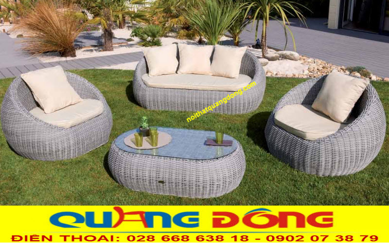 Không gian sang chảnh cùng với mẫu ghế sofa giả mây QD-672